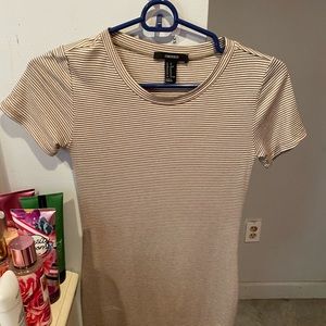 olive green and white striped mini dress